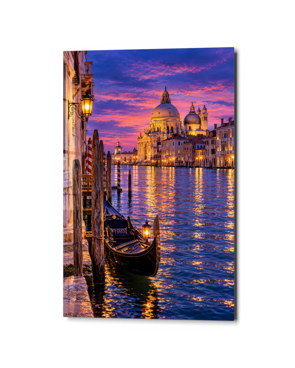 Gondola at Blue Hour — studio view of glass wall art