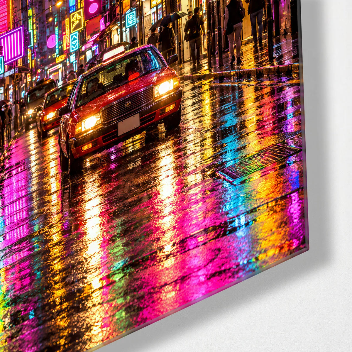 Hong Kong Neon — corner detail of glass wall art