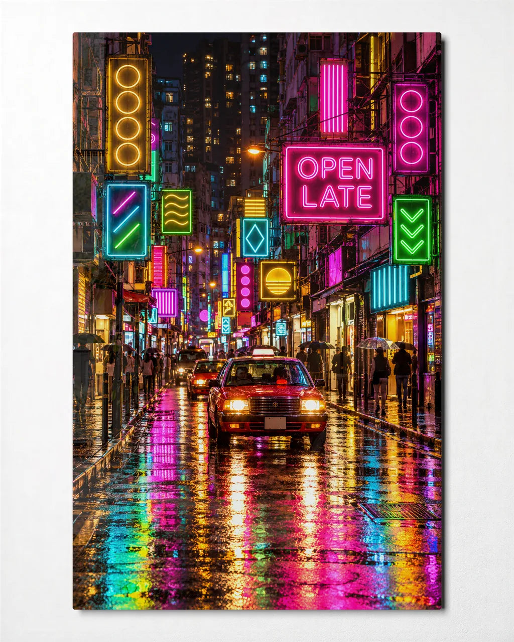 Hong Kong Neon — front view of glass wall art