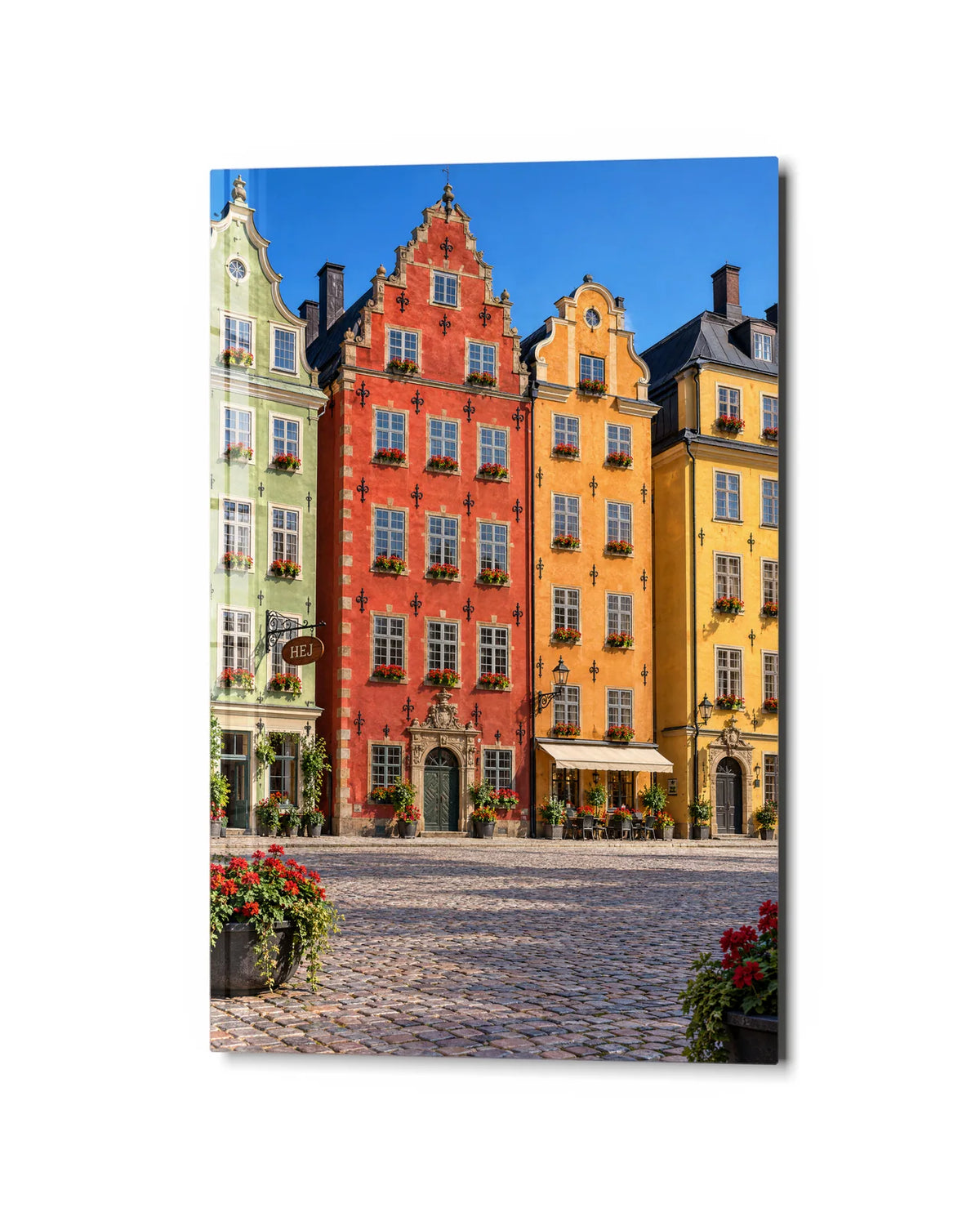 Gamla Stan Square — studio view of glass wall art