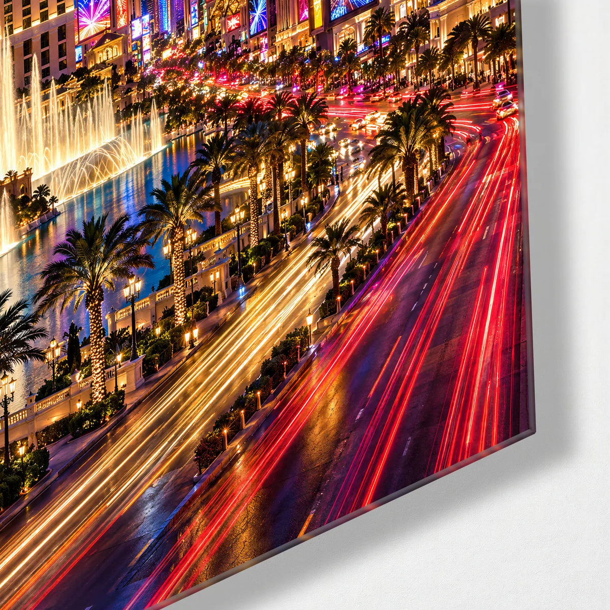 Las Vegas at Blue Hour — corner detail of glass wall art