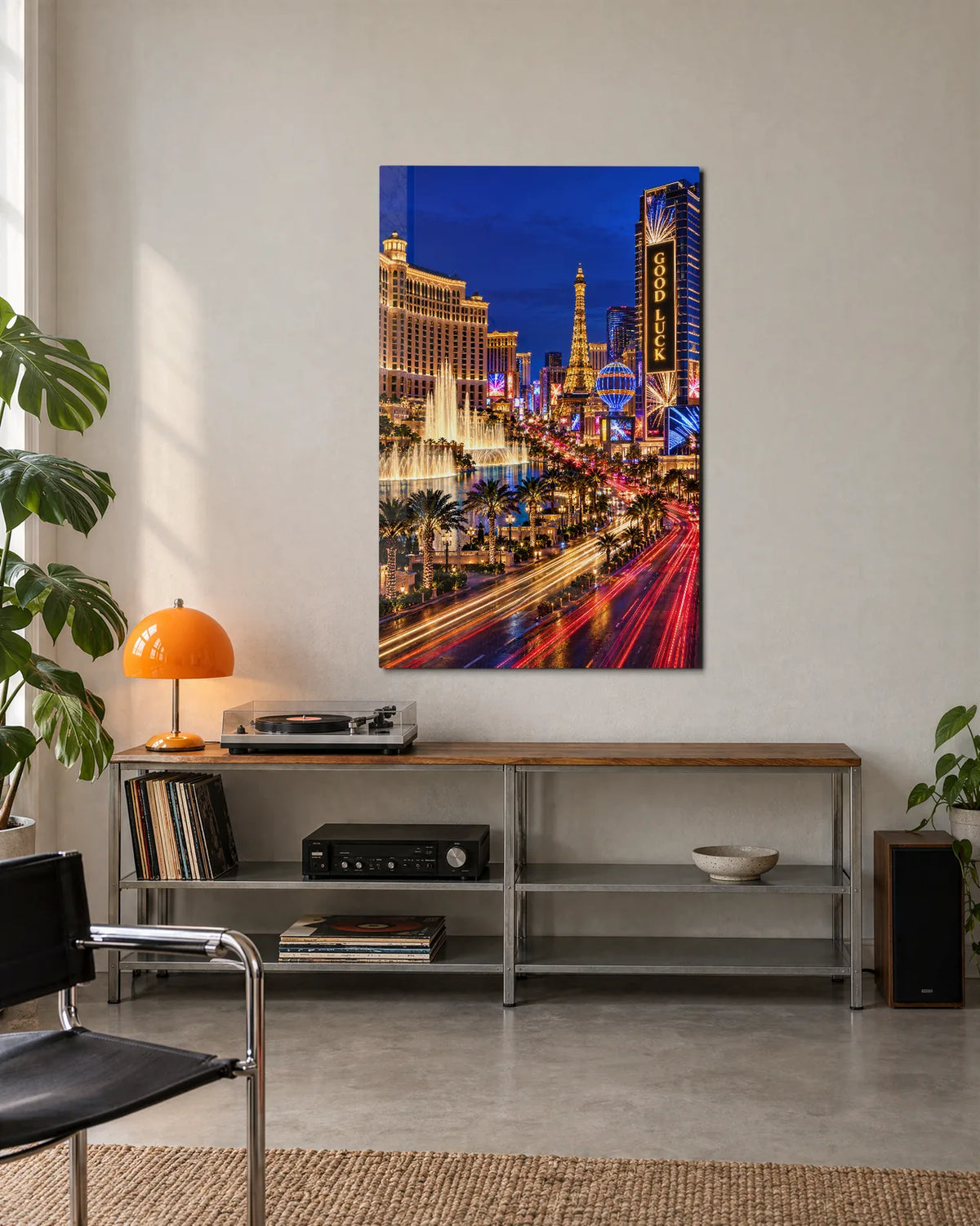 Las Vegas at Blue Hour — shown in a living space