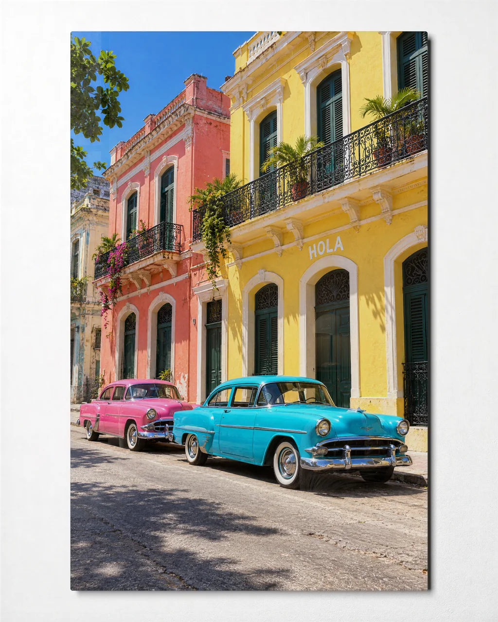Havana Classic Cars — front view of glass wall art