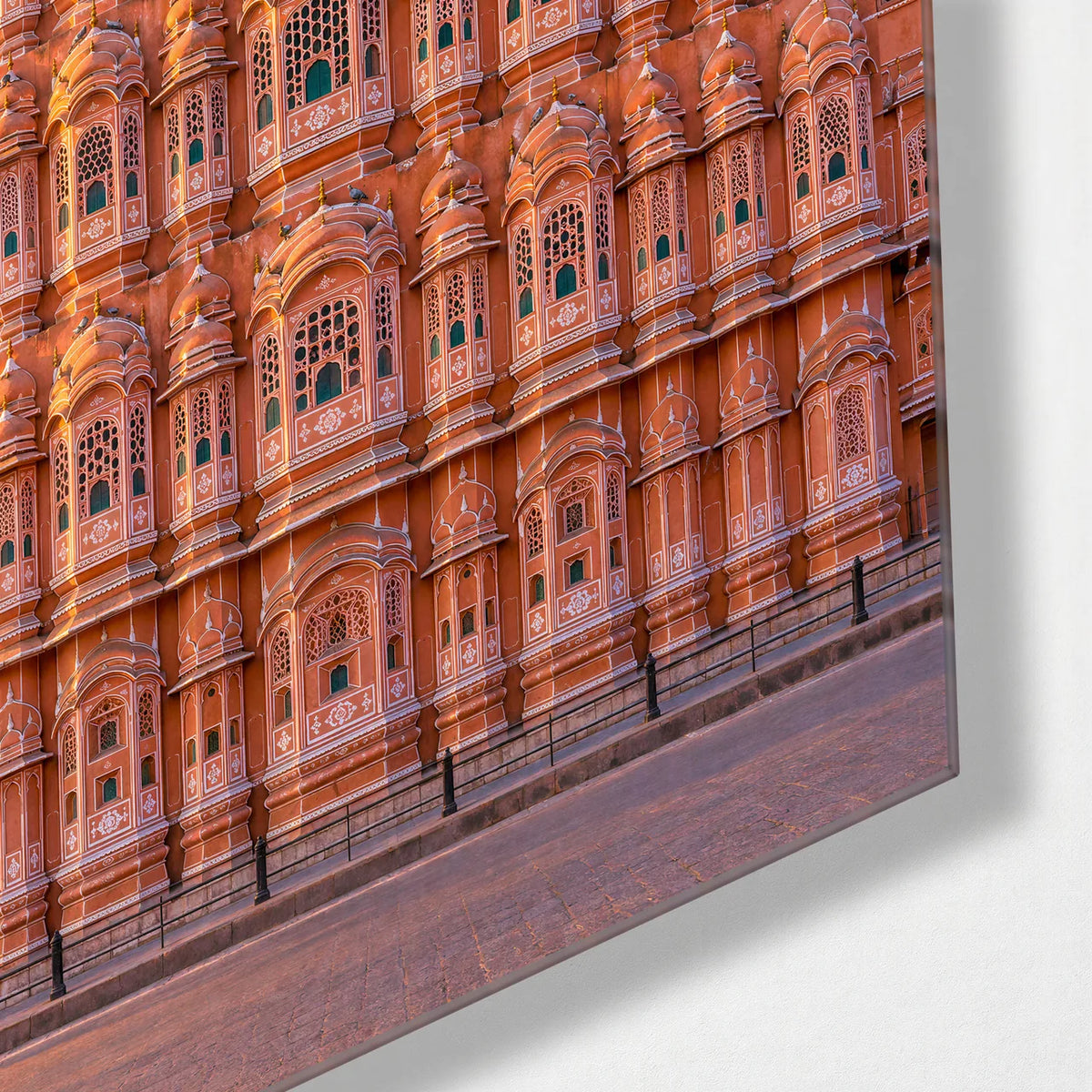 Hawa Mahal at Sunrise — corner detail of glass wall art