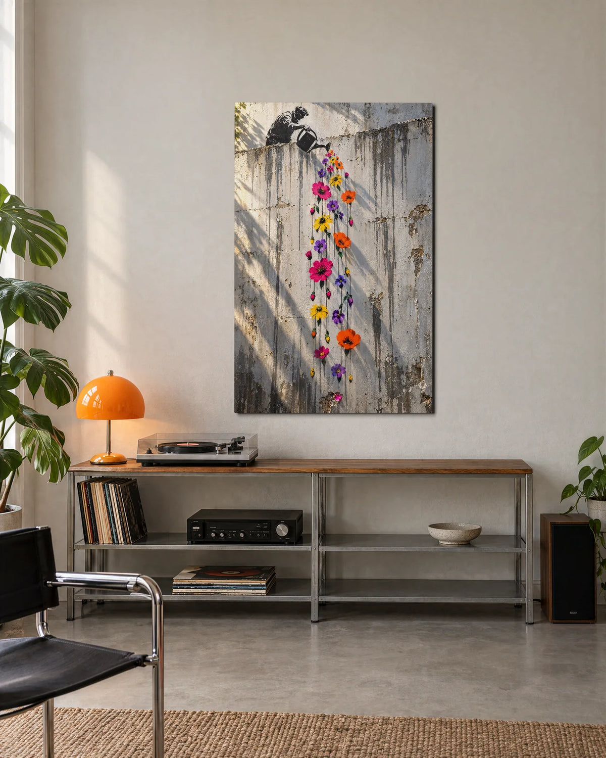 Watering the Wall — shown in a living space