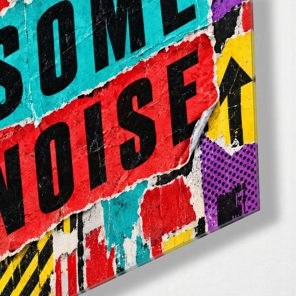 Make Some Noise — corner detail of glass wall art