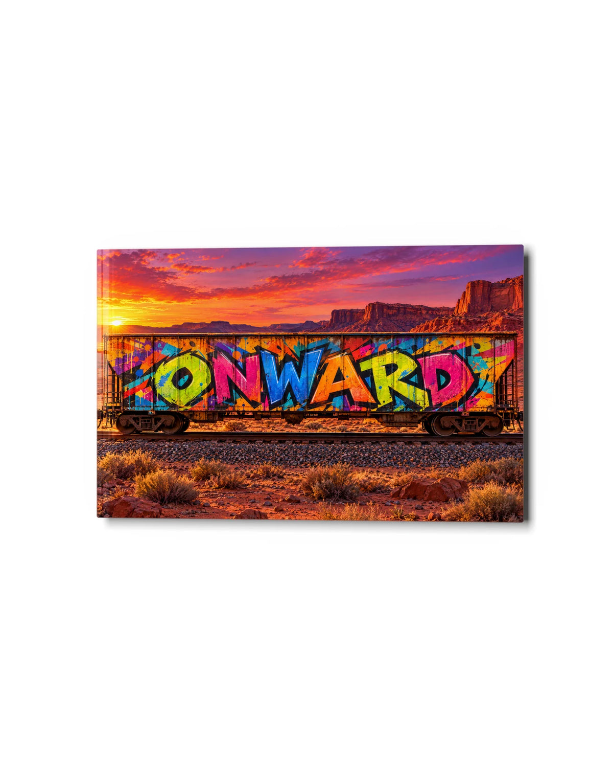 Onward Freight — studio view of glass wall art