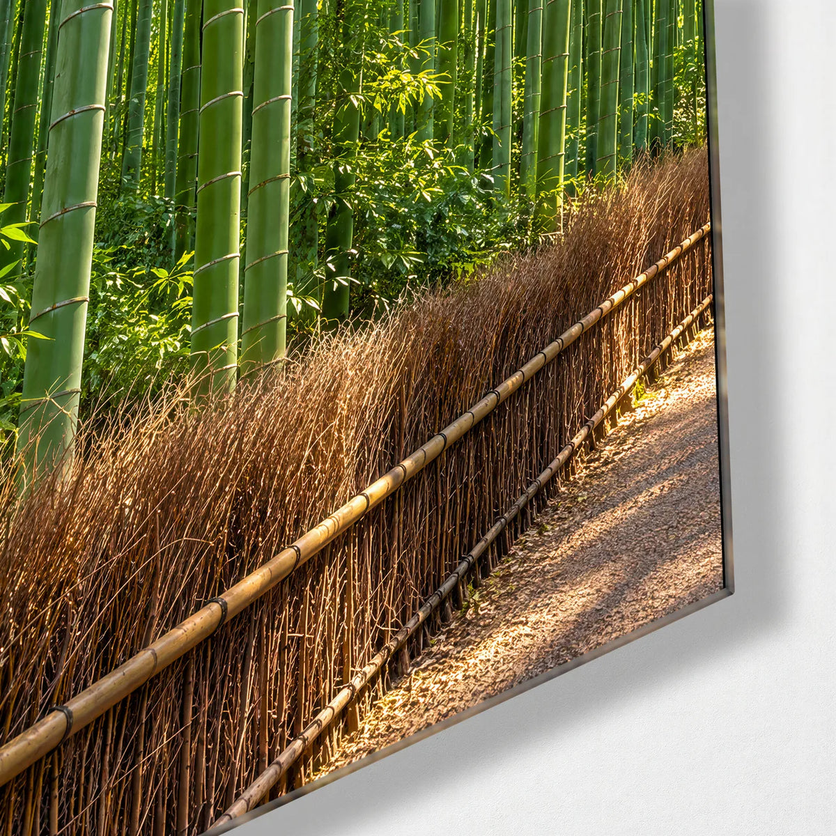 Arashiyama Bamboo Duo — corner detail of one glass panel