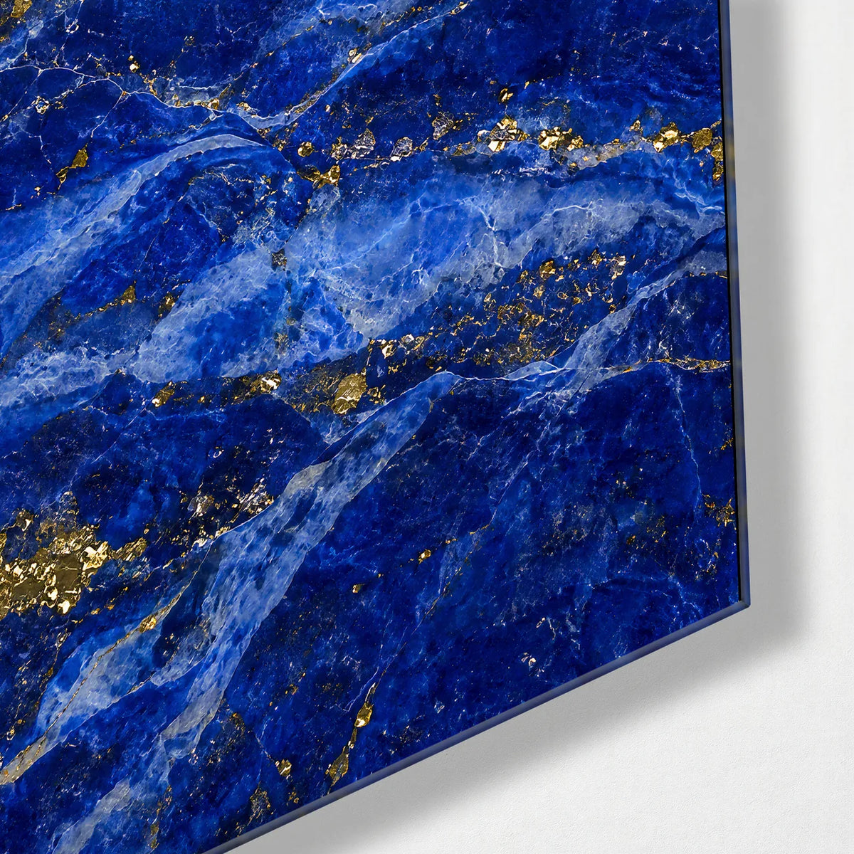 Lapis and Gold Duo — corner detail of one glass panel