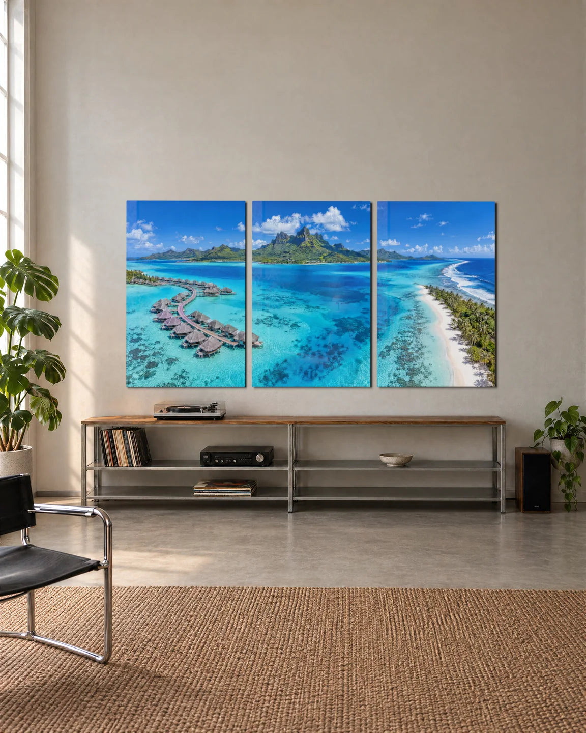 Bora Bora Trio — 3-panel set shown in a living space