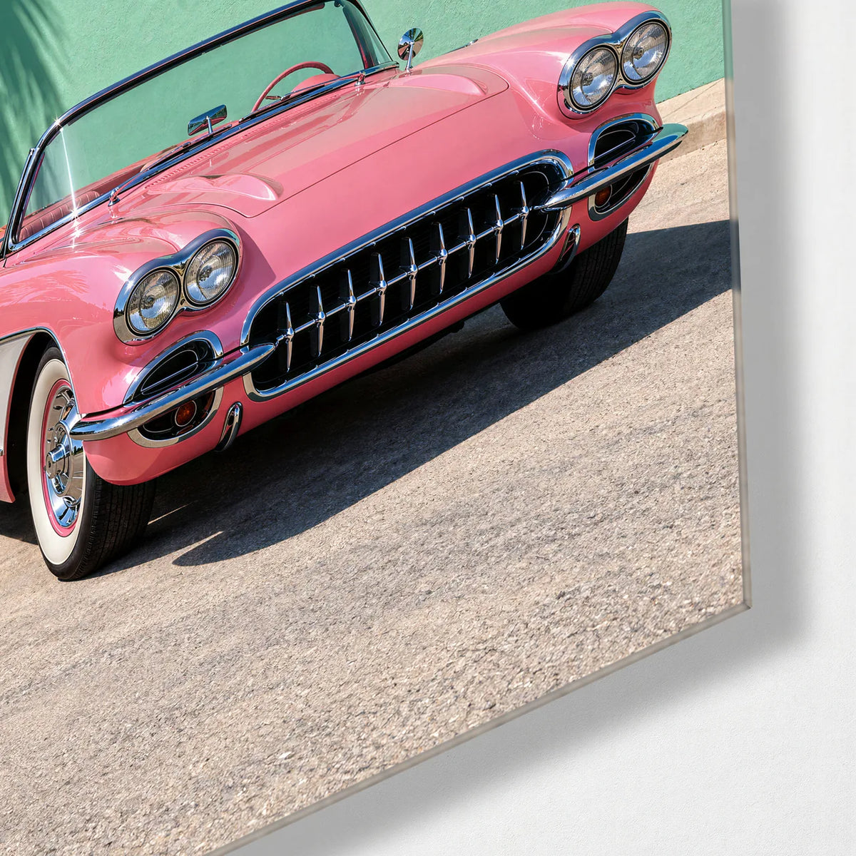 Vintage Convertibles Trio — corner detail of one glass panel