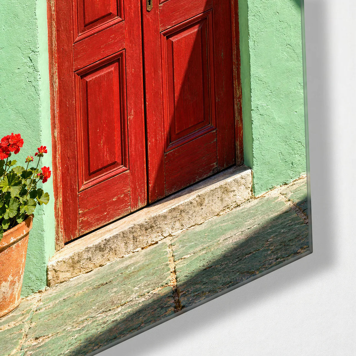 Painted Doors Trio — corner detail of one glass panel