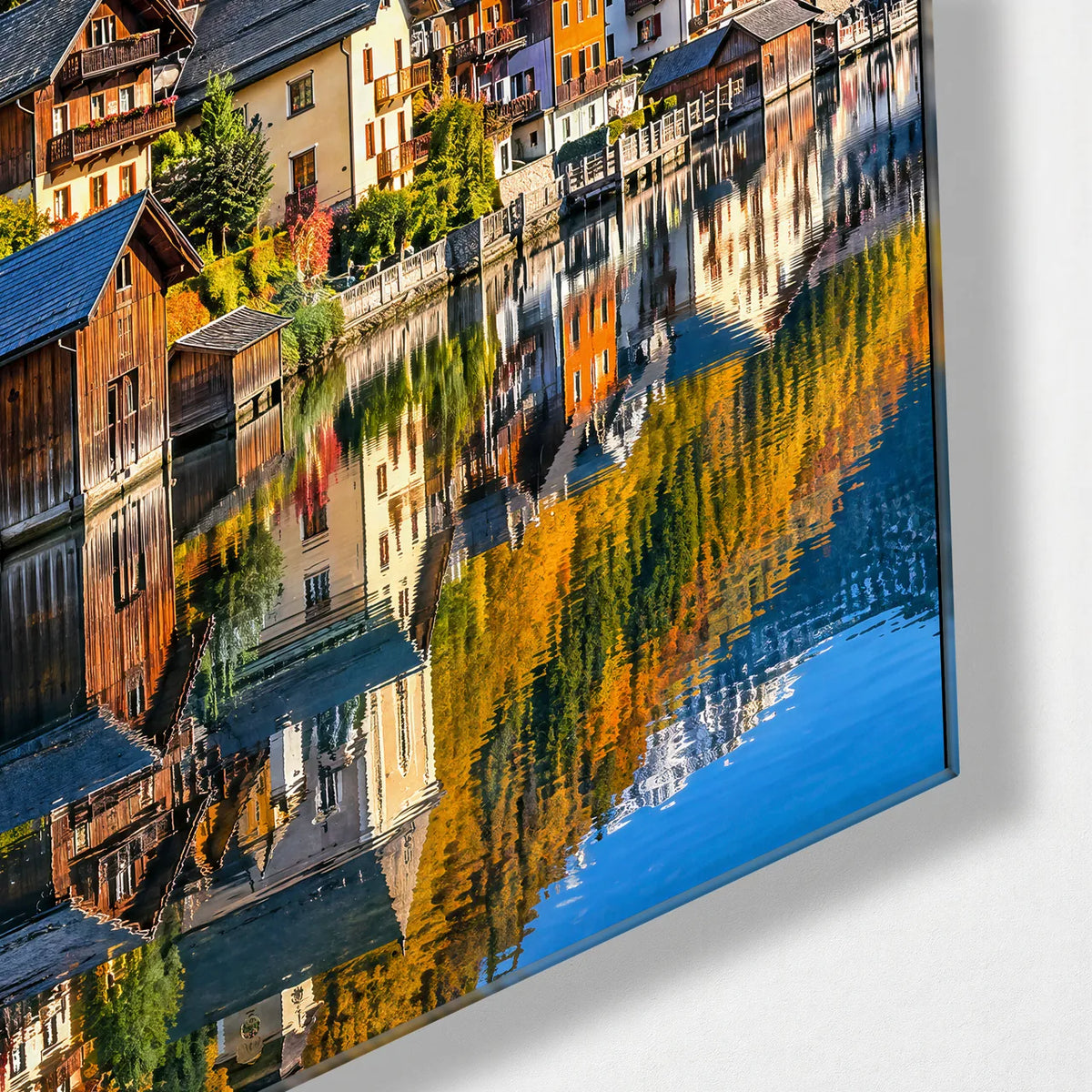 Hallstatt Lakeside Trio — corner detail of one glass panel