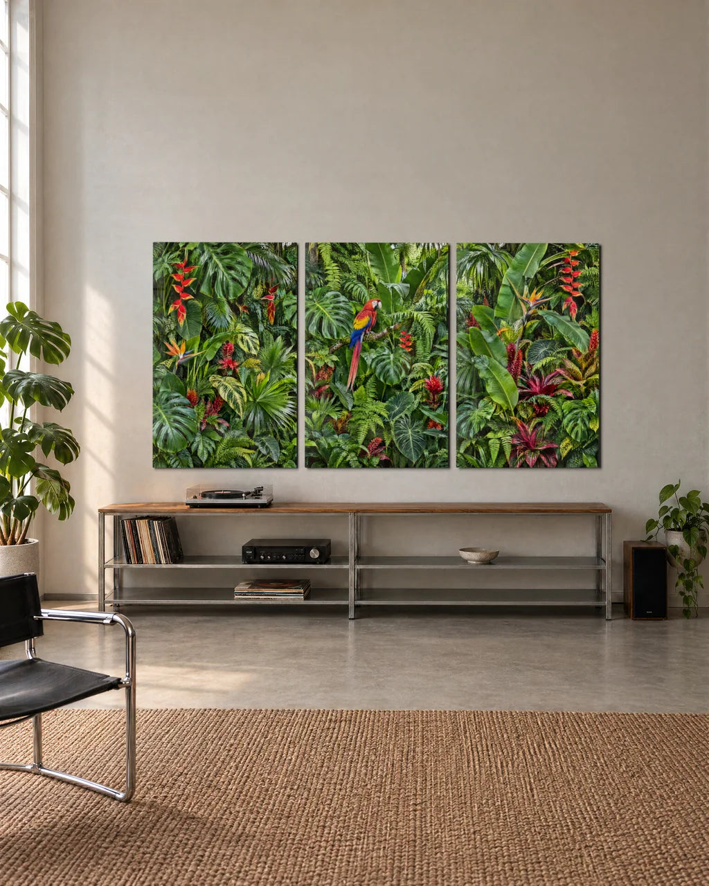 Jungle Wall Trio — 3-panel set shown in a living space
