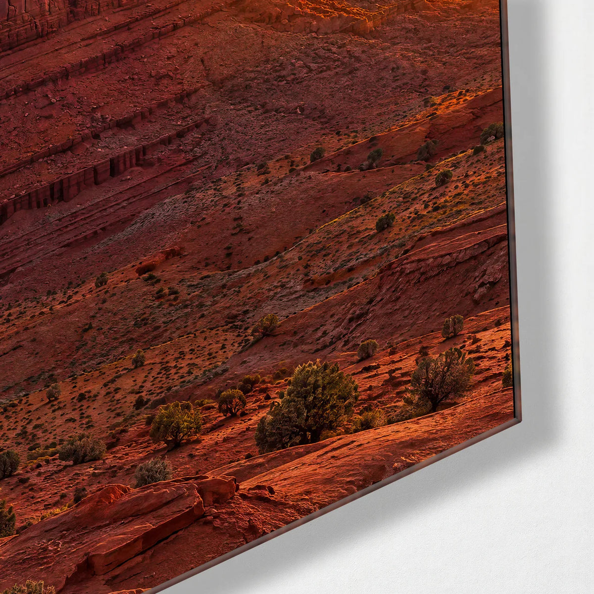 Desert Buttes Trio — corner detail of one glass panel