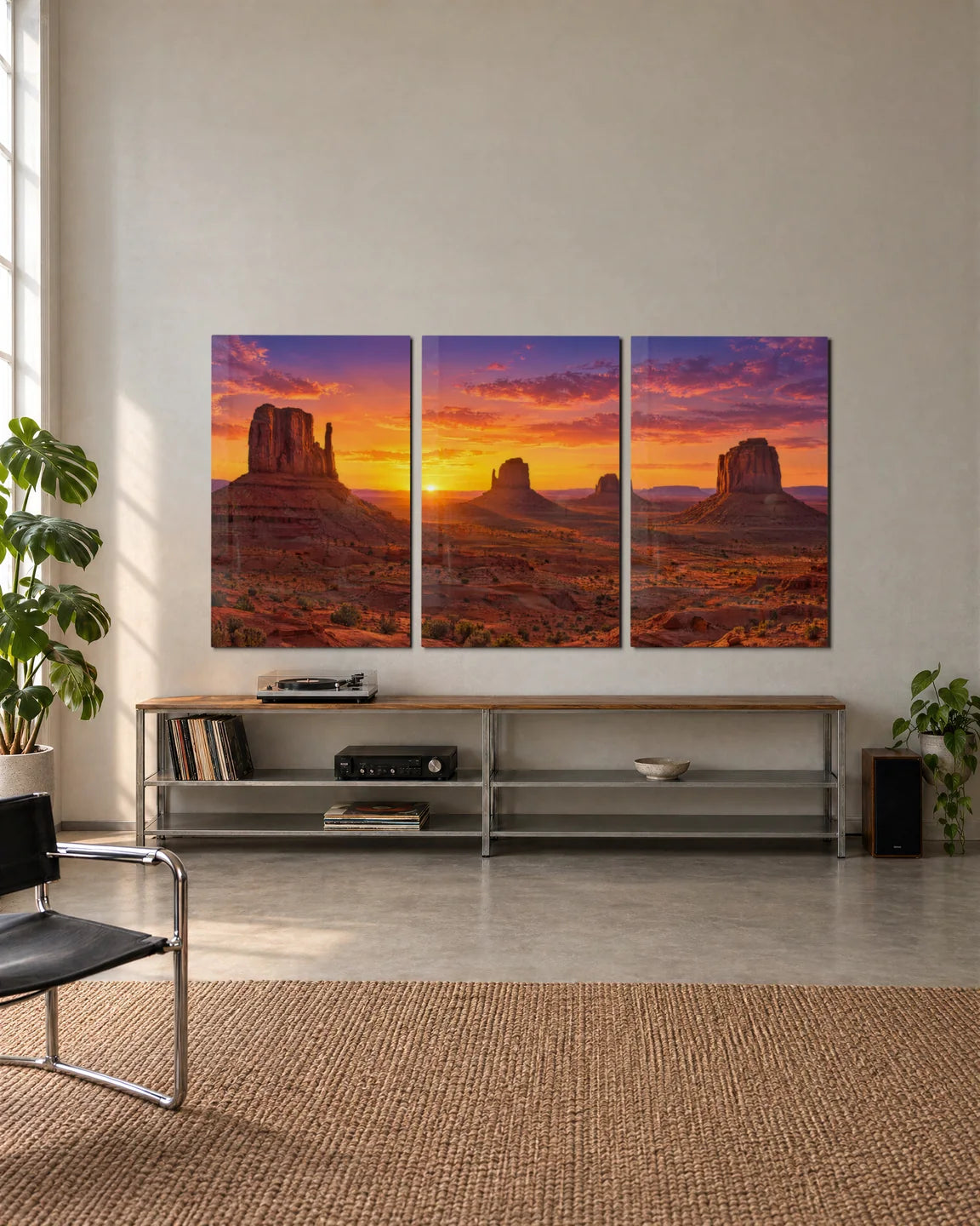 Desert Buttes Trio — 3-panel set shown in a living space