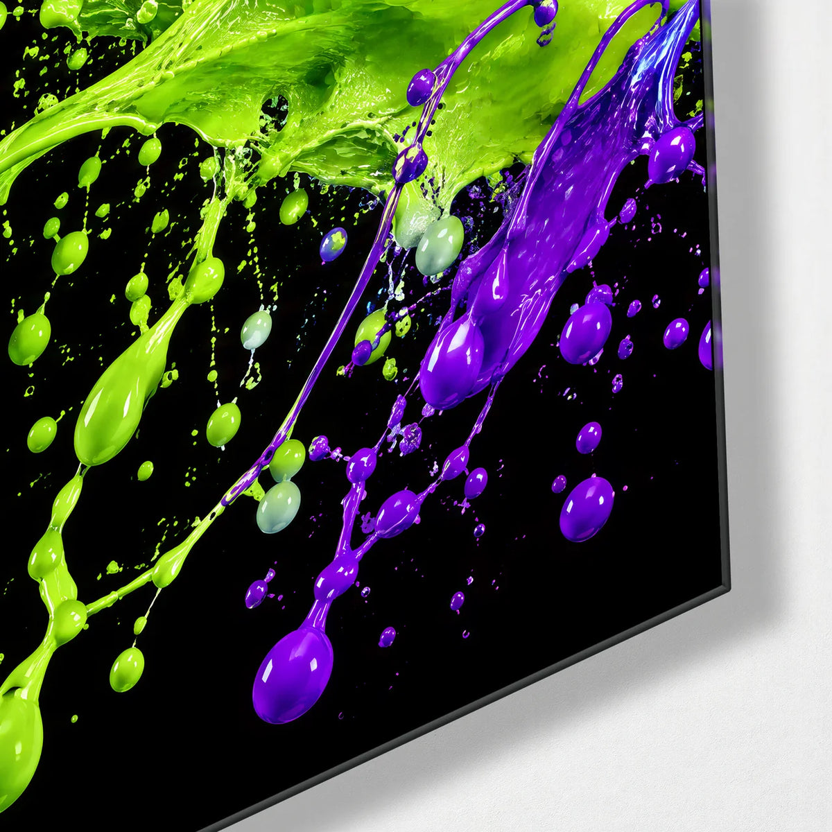 Neon Splash Trio — corner detail of one glass panel