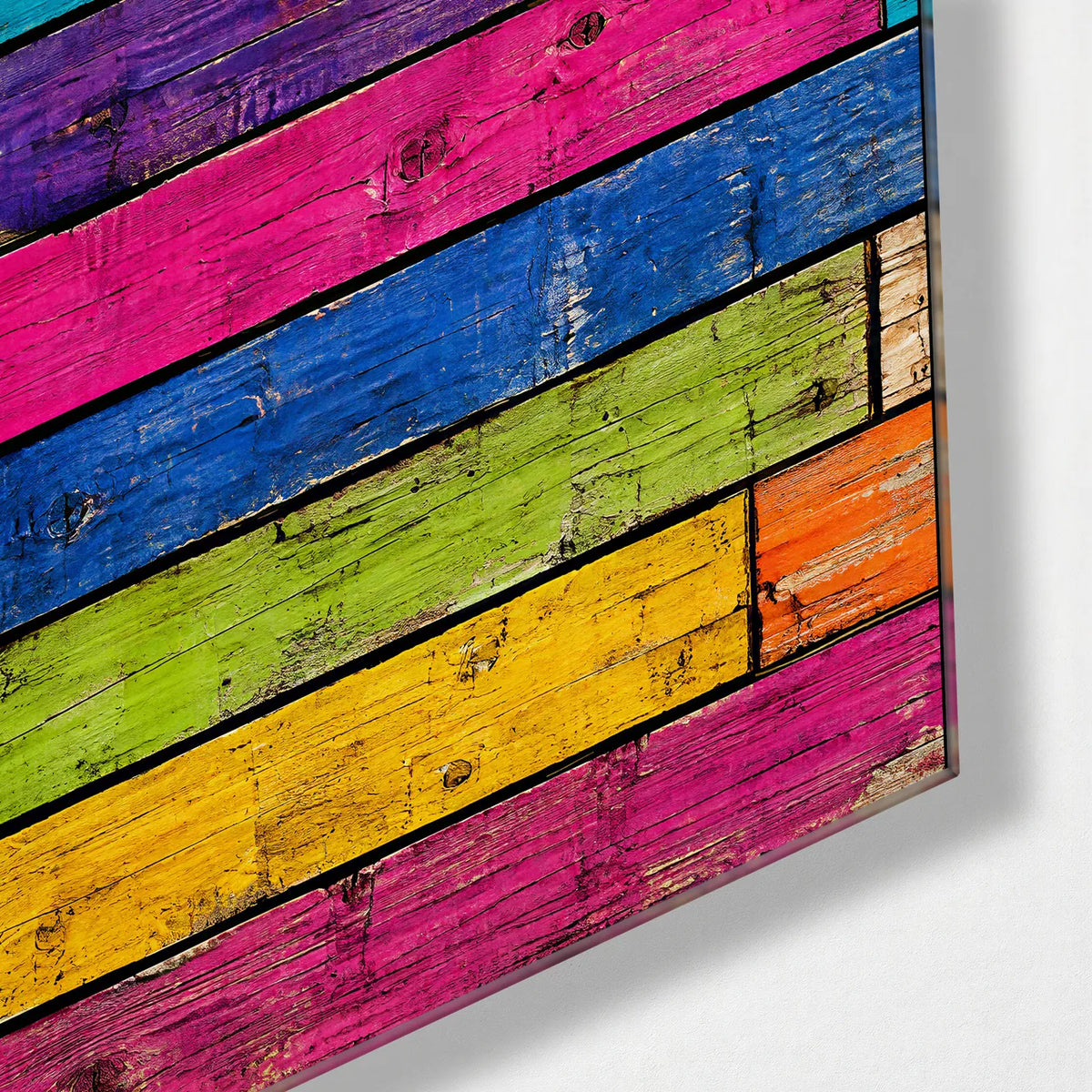 Painted Planks Trio — corner detail of one glass panel