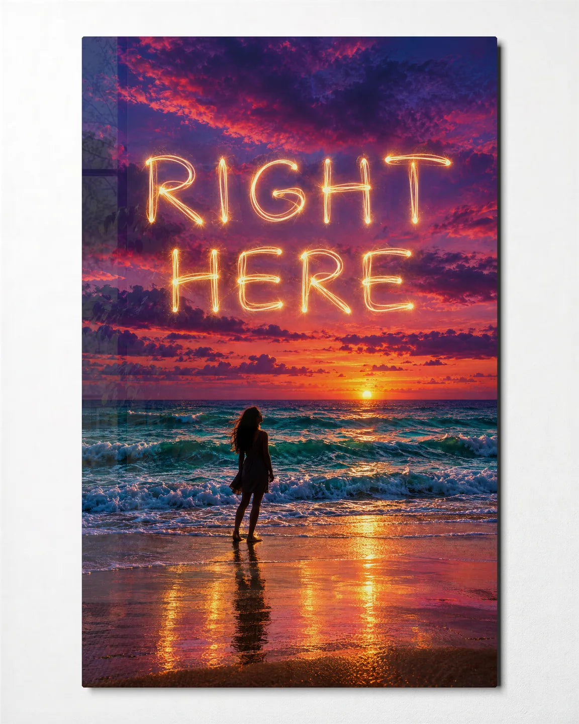 Right Here — front view of glass wall art