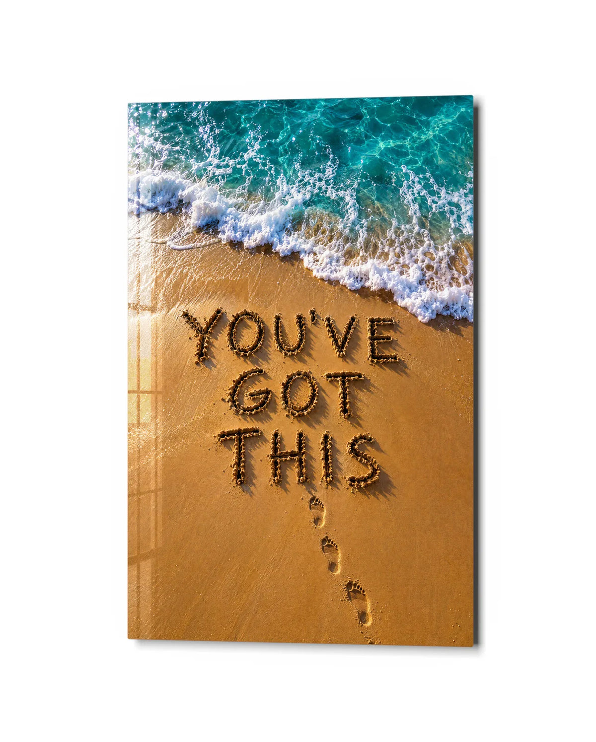 You've Got This — studio view of glass wall art