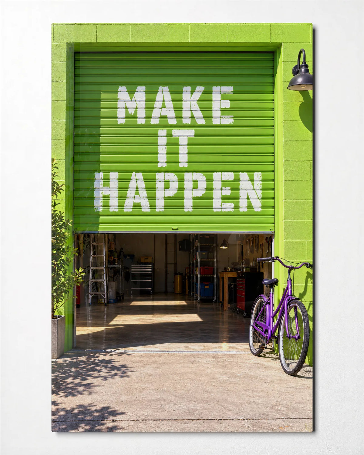 Make It Happen — front view of glass wall art