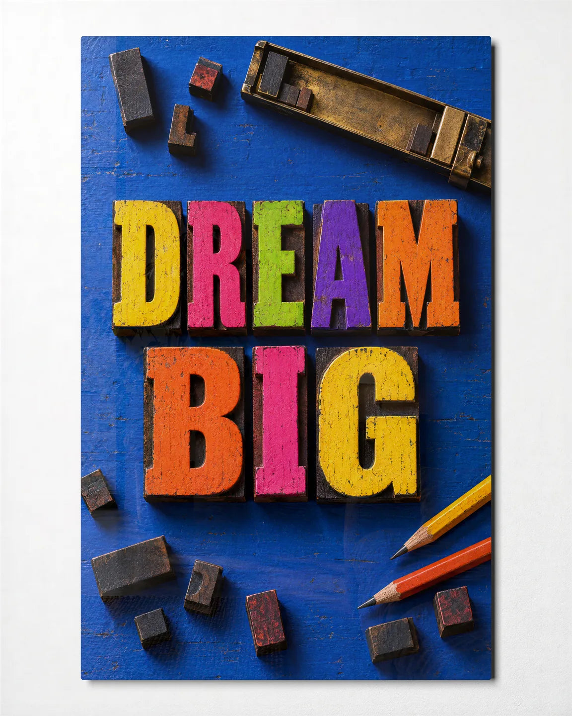Dream Big — front view of glass wall art