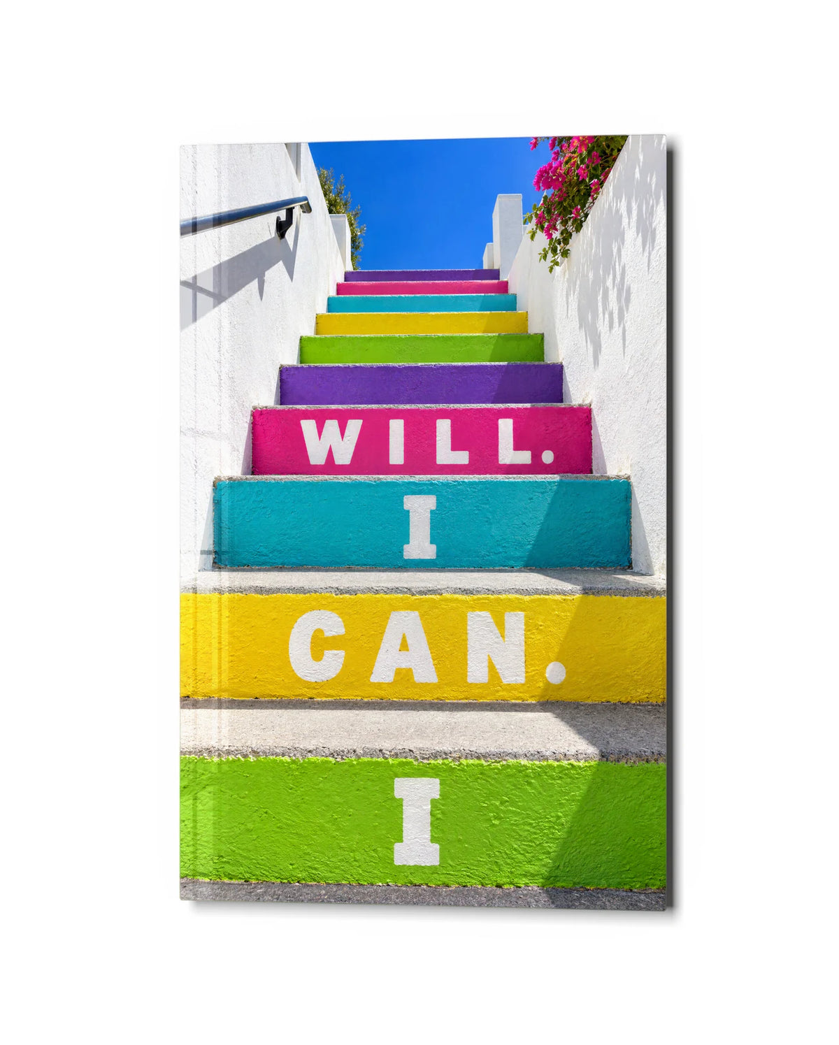 I Can I Will — studio view of glass wall art
