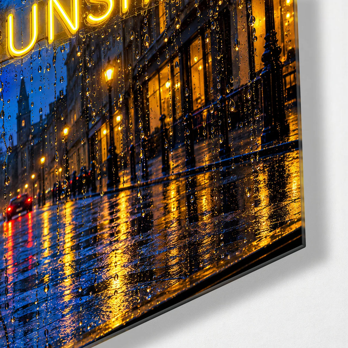 Make Your Own Sunshine — corner detail of glass wall art
