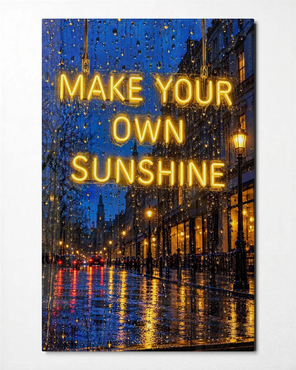 Make Your Own Sunshine — front view of glass wall art