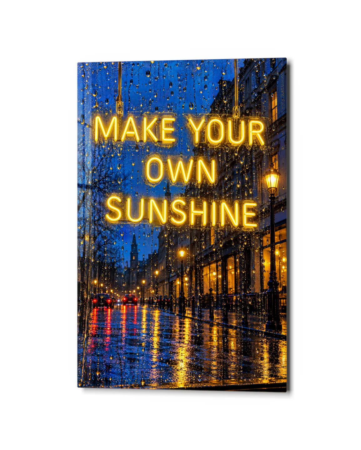 Make Your Own Sunshine — studio view of glass wall art
