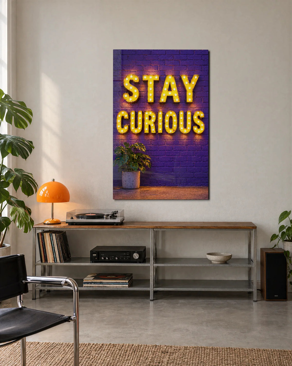 Stay Curious — shown in a living space