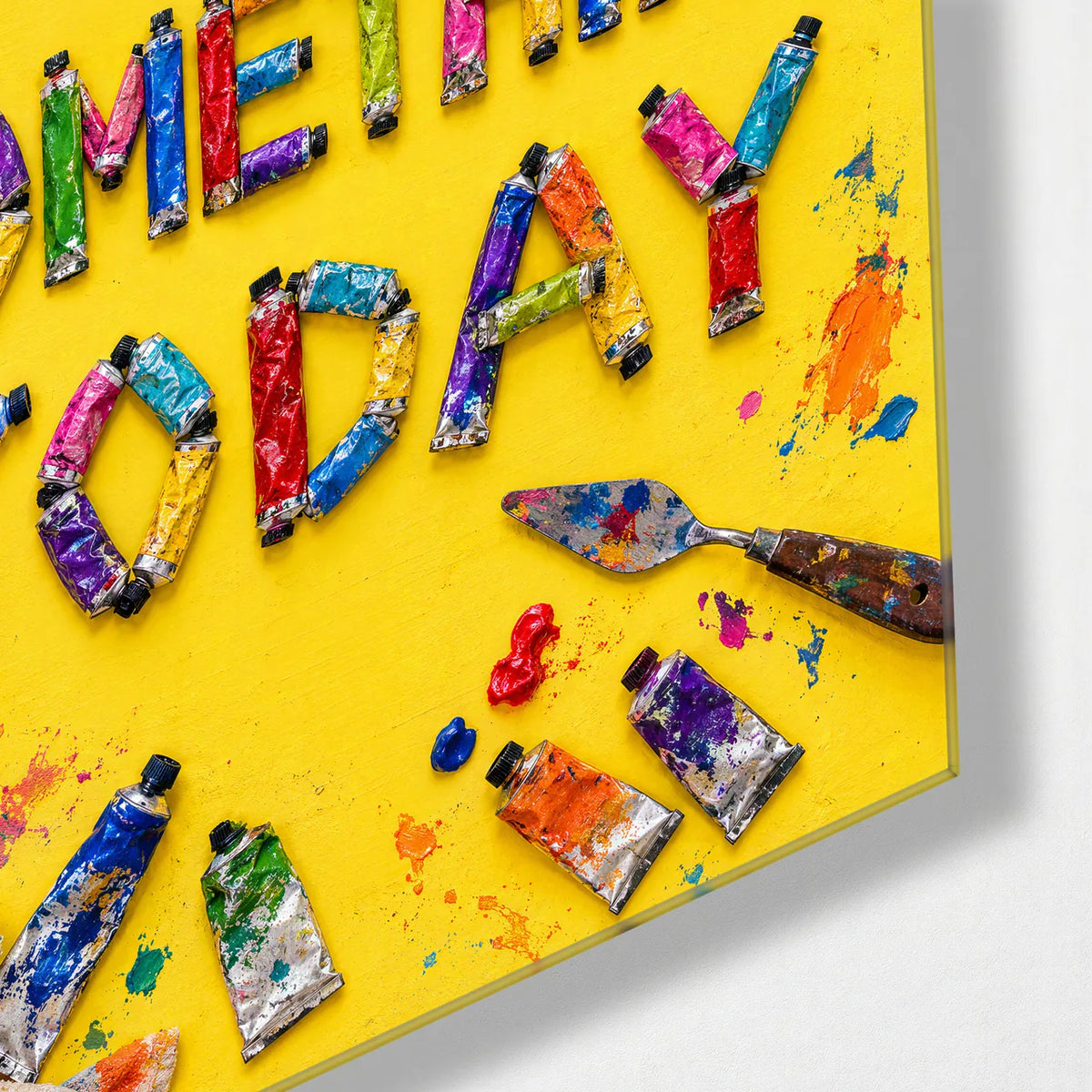 Make Something Today — corner detail of glass wall art