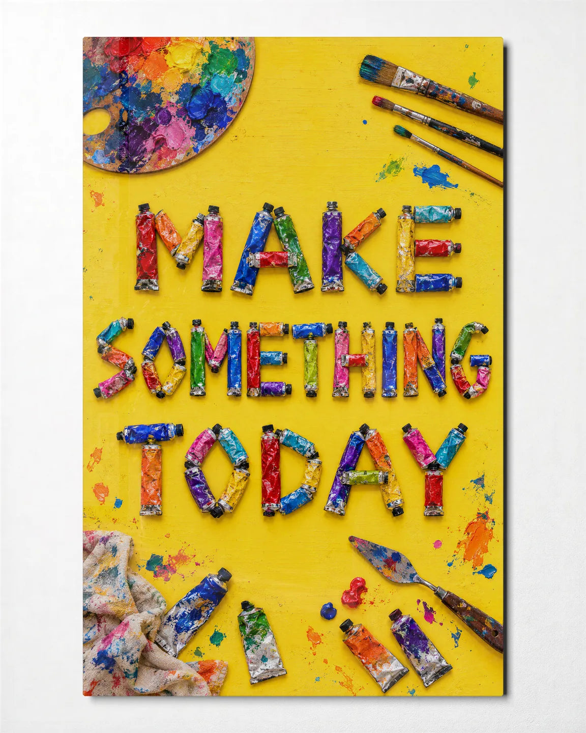 Make Something Today — front view of glass wall art
