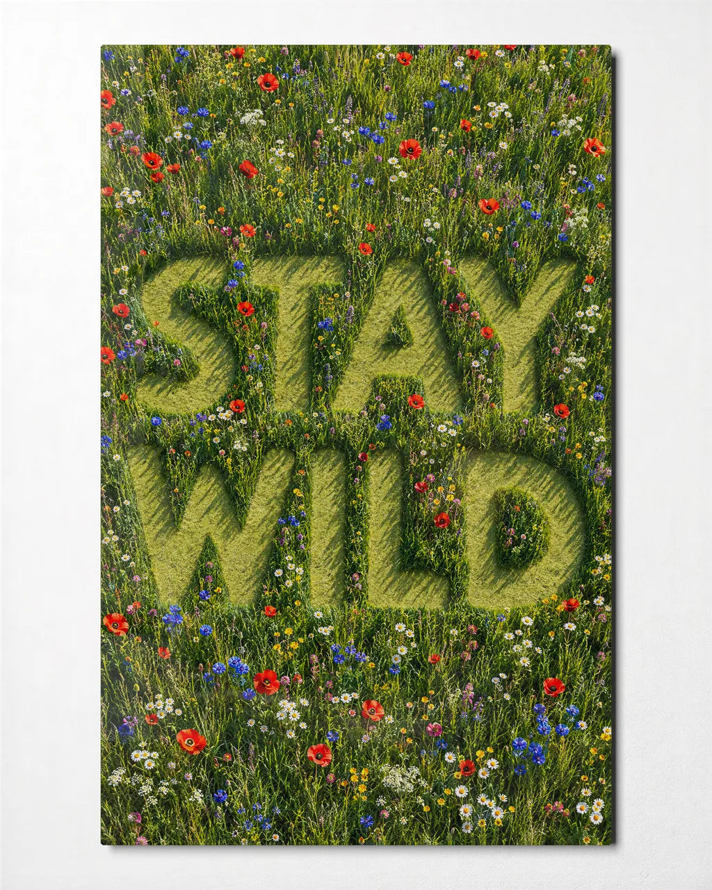 Stay Wild Meadow — front view of glass wall art