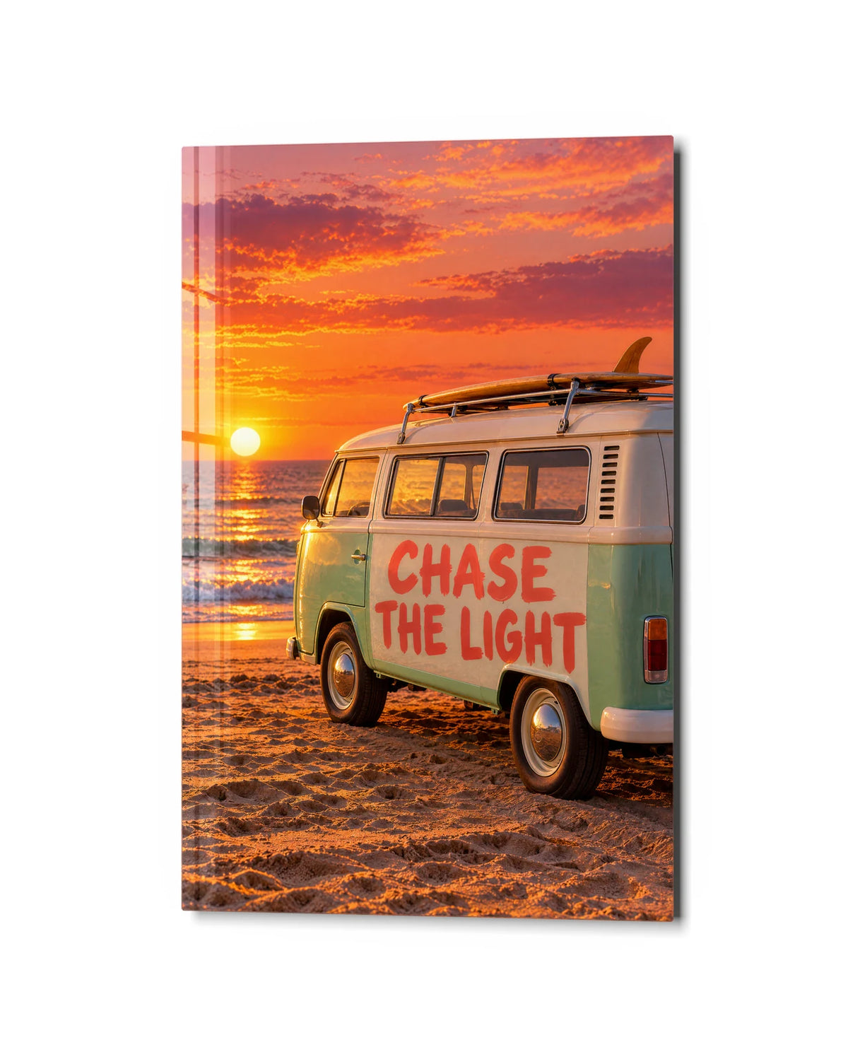 Chase the Light Van — studio view of glass wall art
