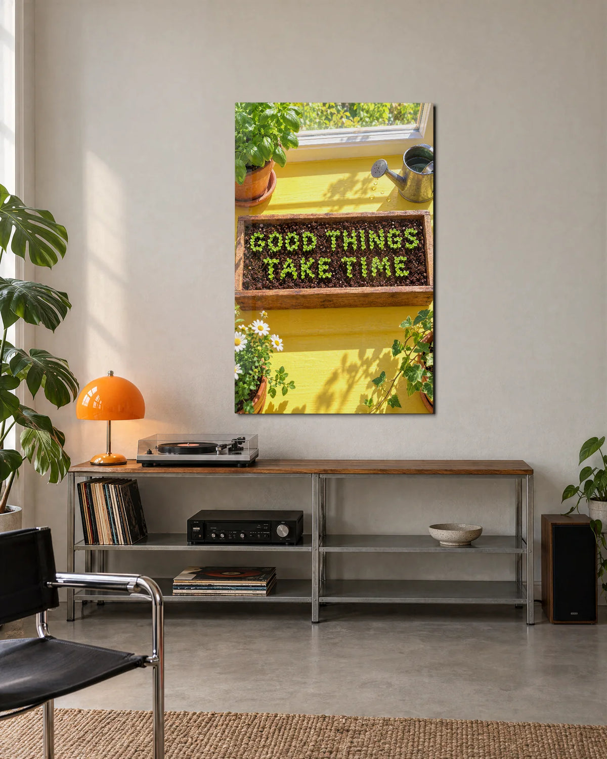 Good Things Take Time — shown in a living space