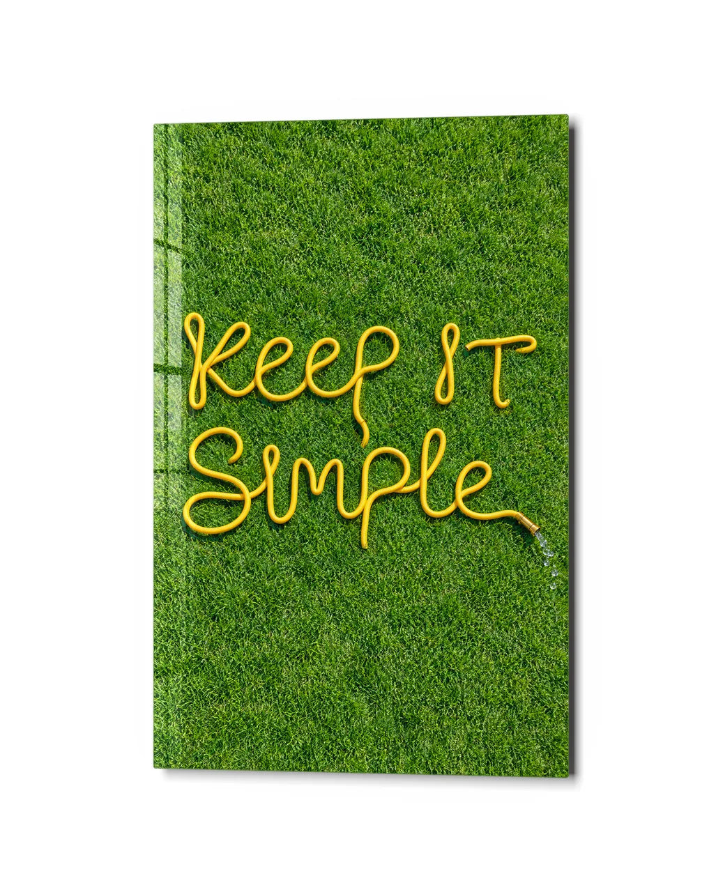 Keep It Simple Hose — studio view of glass wall art