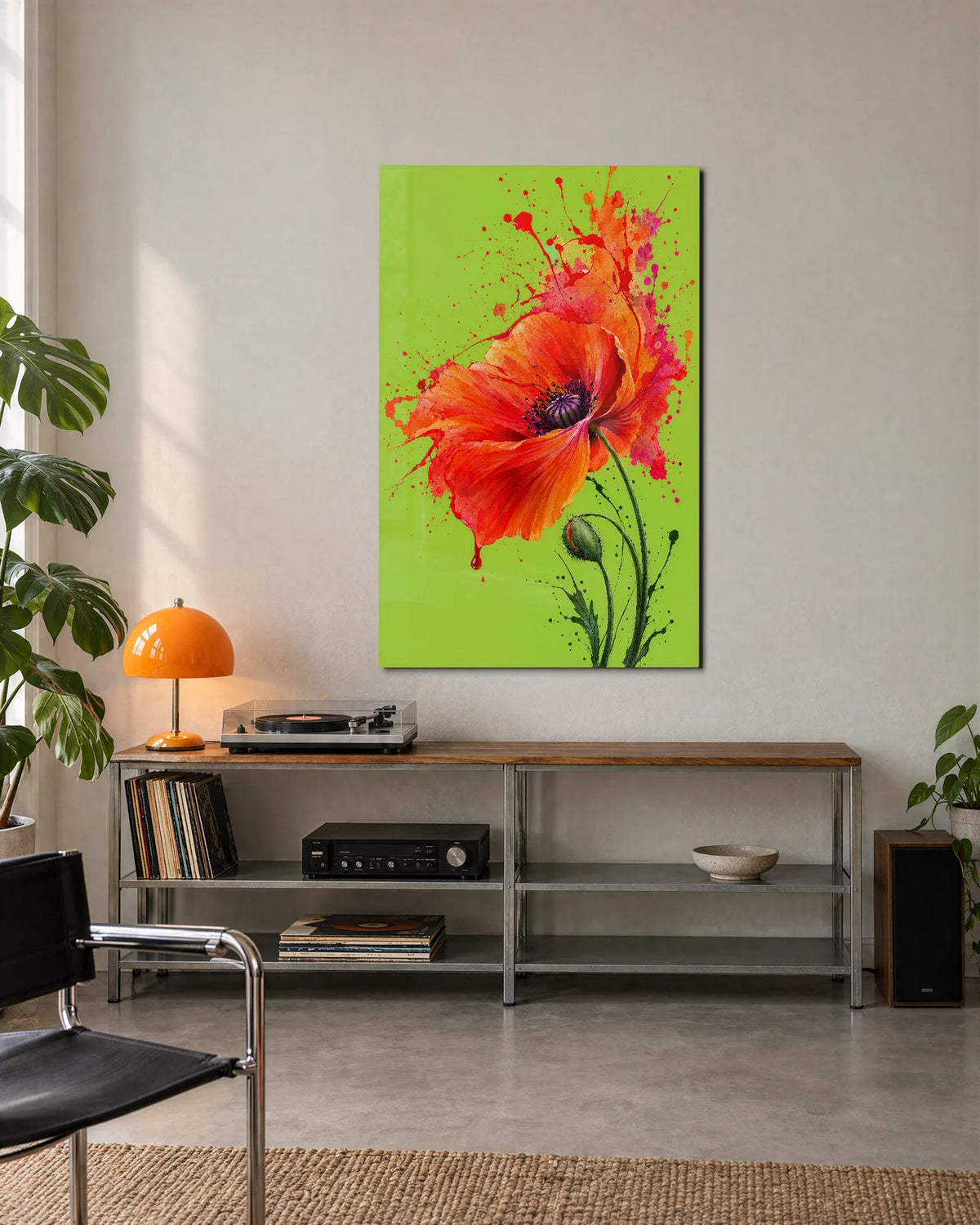 Ink Poppy on Lime — shown in a living space
