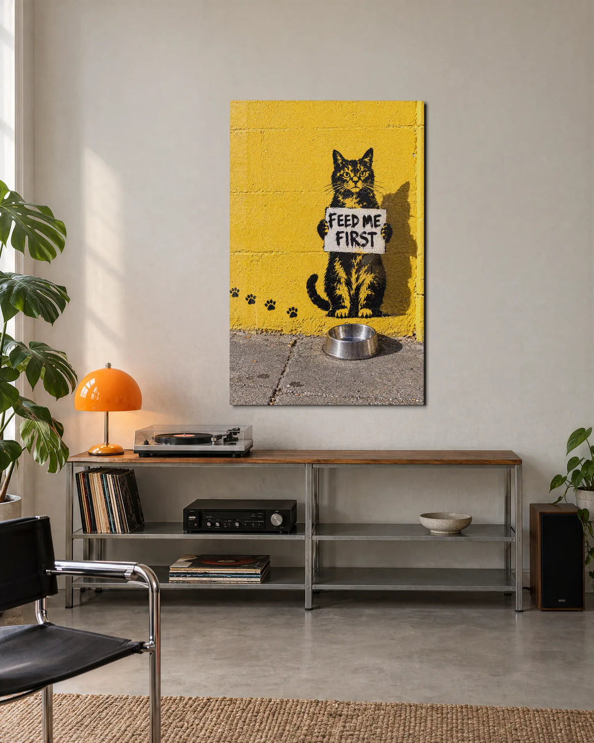 Feed Me First — shown in a living space