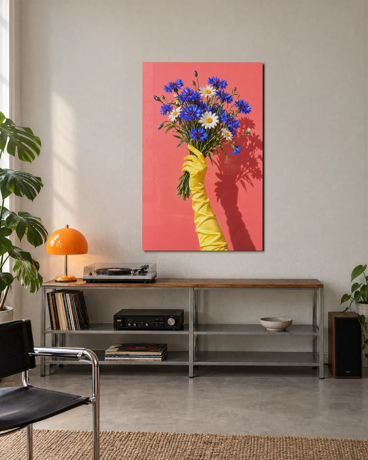 Yellow Glove Bouquet — shown in a living space