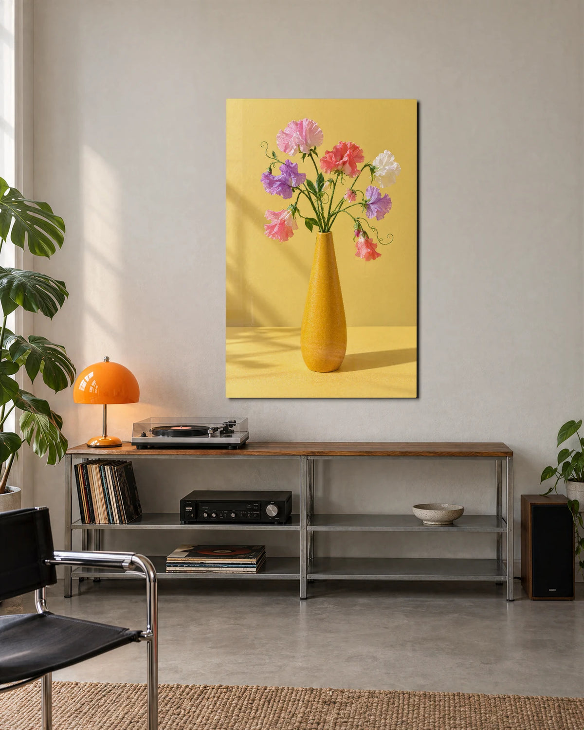 Sweet Peas in a Bud Vase — shown in a living space