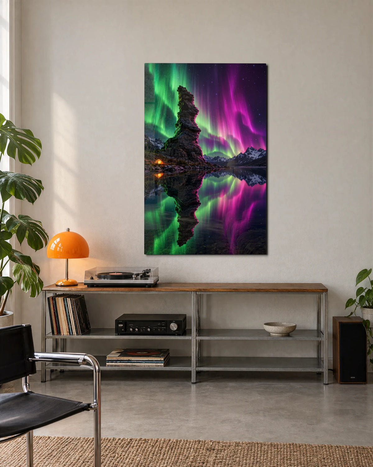 Pinnacle Under Aurora — shown in a living space