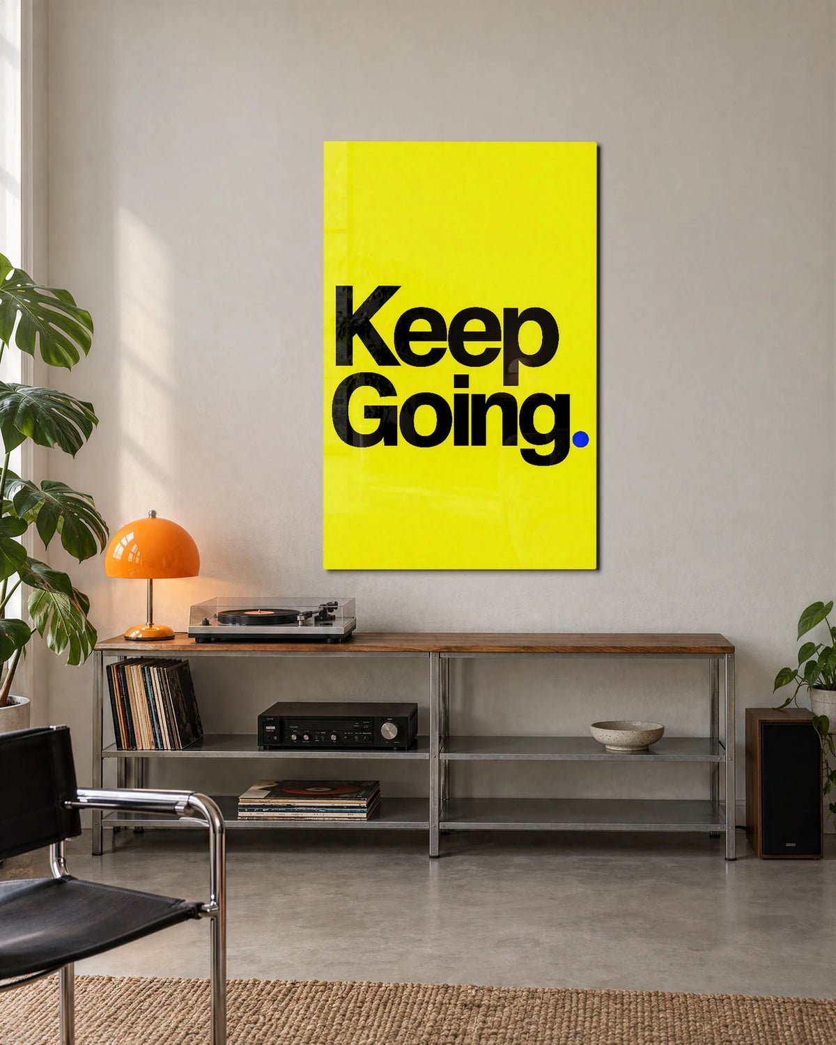 Keep Going in Yellow — shown in a living space