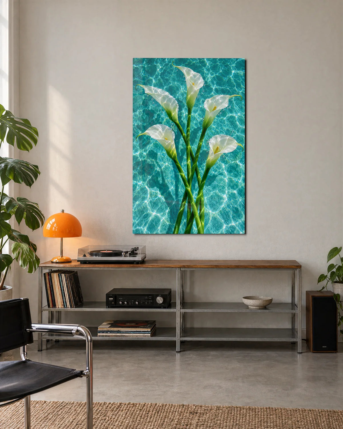 Callas in the Pool — shown in a living space