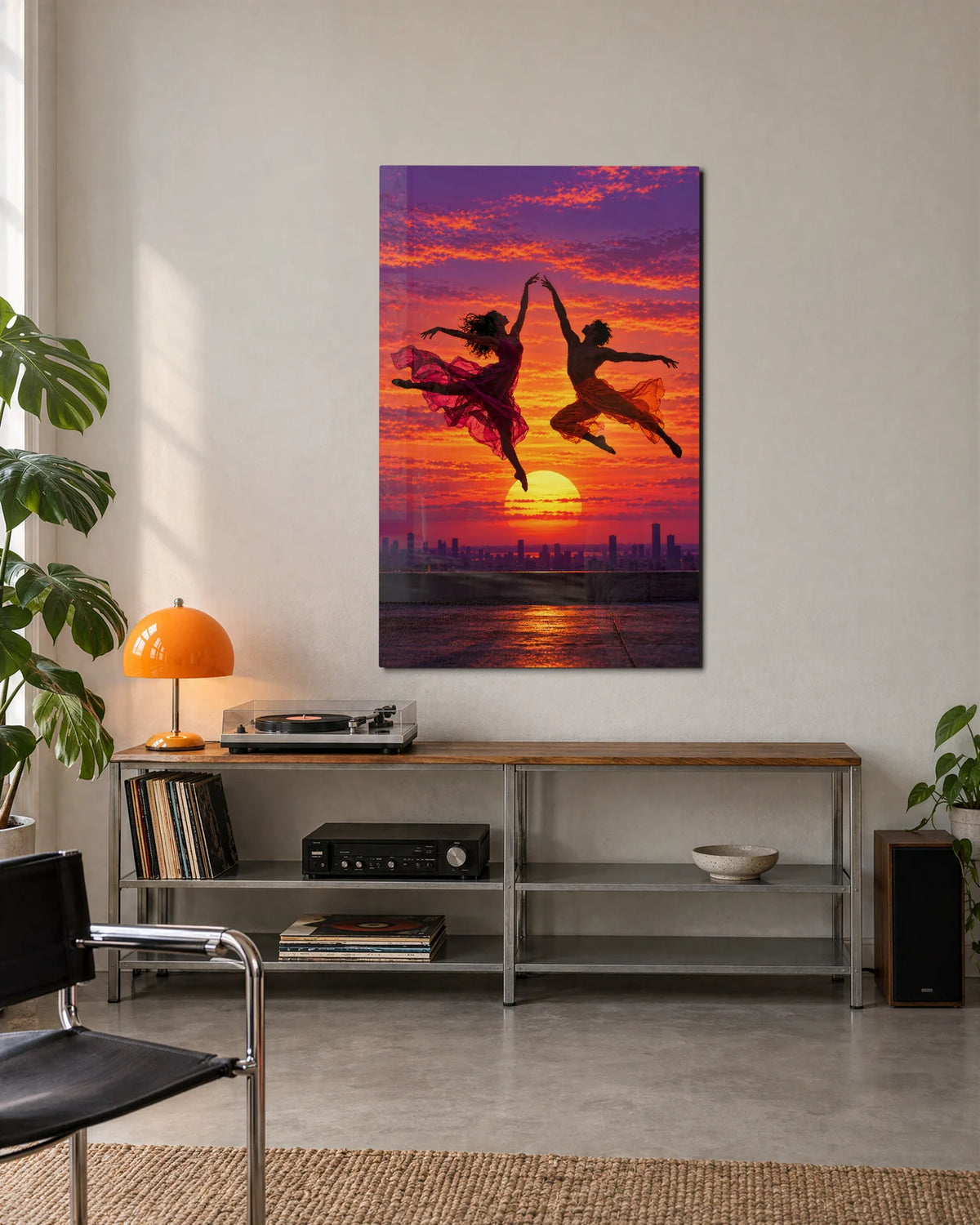 Leap at Sunset — shown in a living space