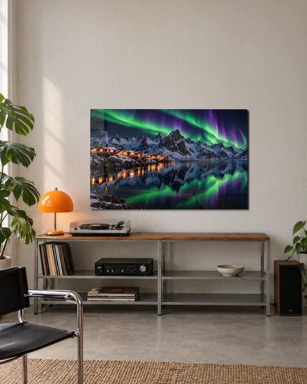 Hamnoy Under the Aurora — shown in a living space