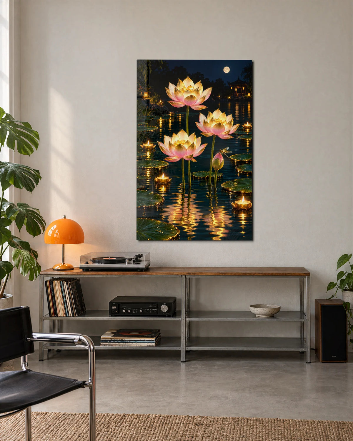 Golden Lotus Night — shown in a living space