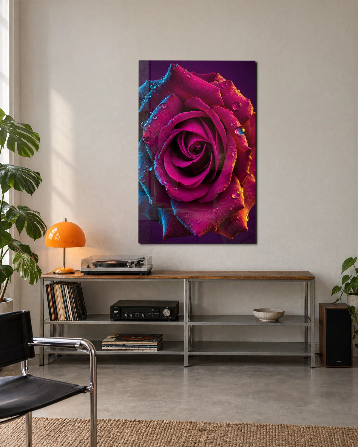 Rose in Two Lights — shown in a living space