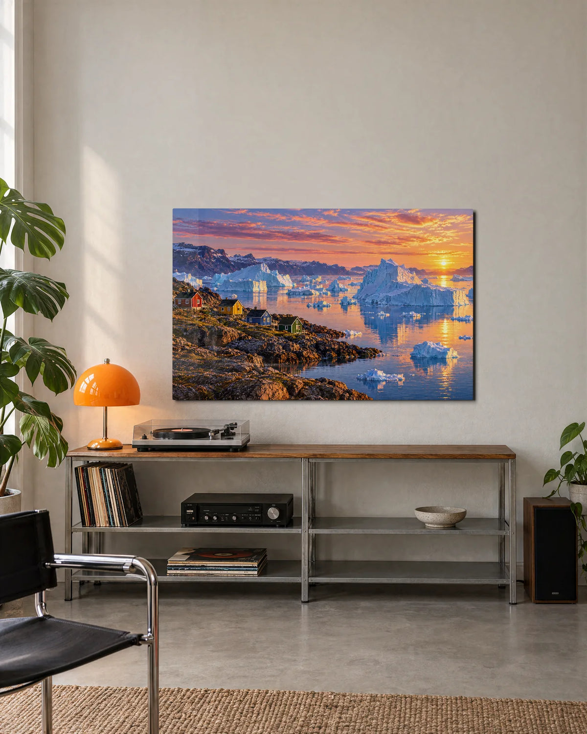 Icebergs at Sundown — shown in a living space