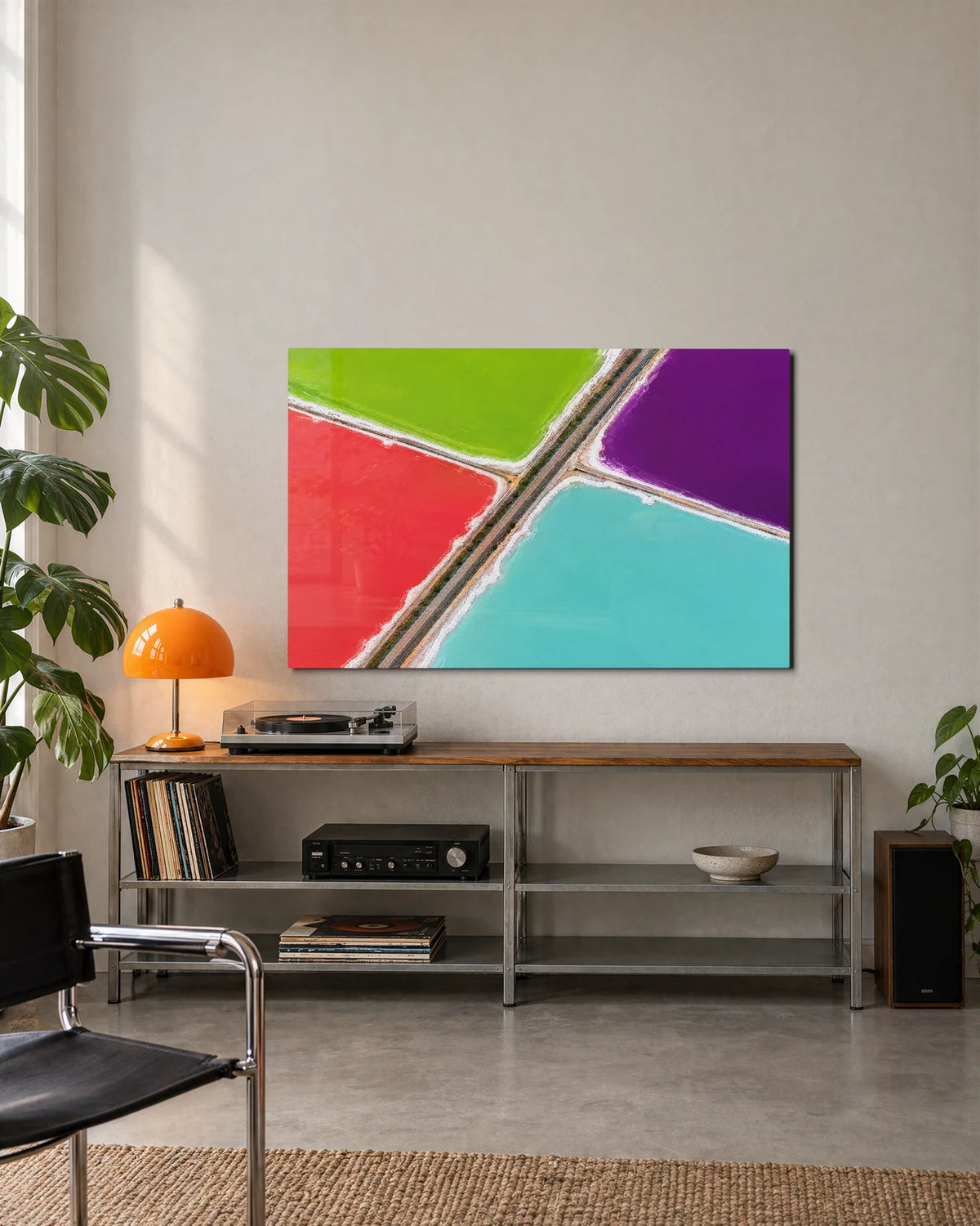 Salt Ponds From Above — shown in a living space